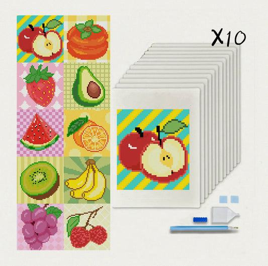 10-piece Cute Fruit Mini Diamond Painting Kit 2