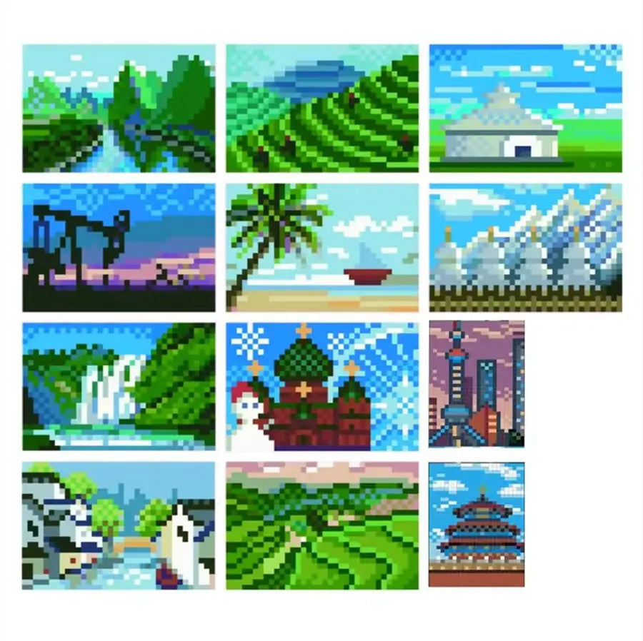 12-piece Mini World Landmarks Diamond Painting Kit 2