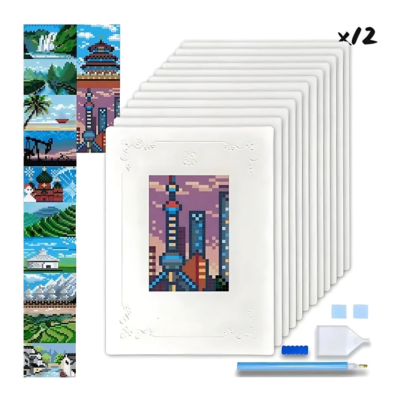 12-piece Mini World Landmarks Diamond Painting Kit 6