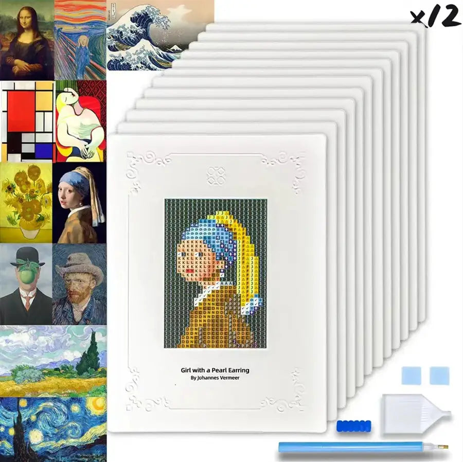 12-piece World Famous Artist Mini Diamond Painting Kit 6