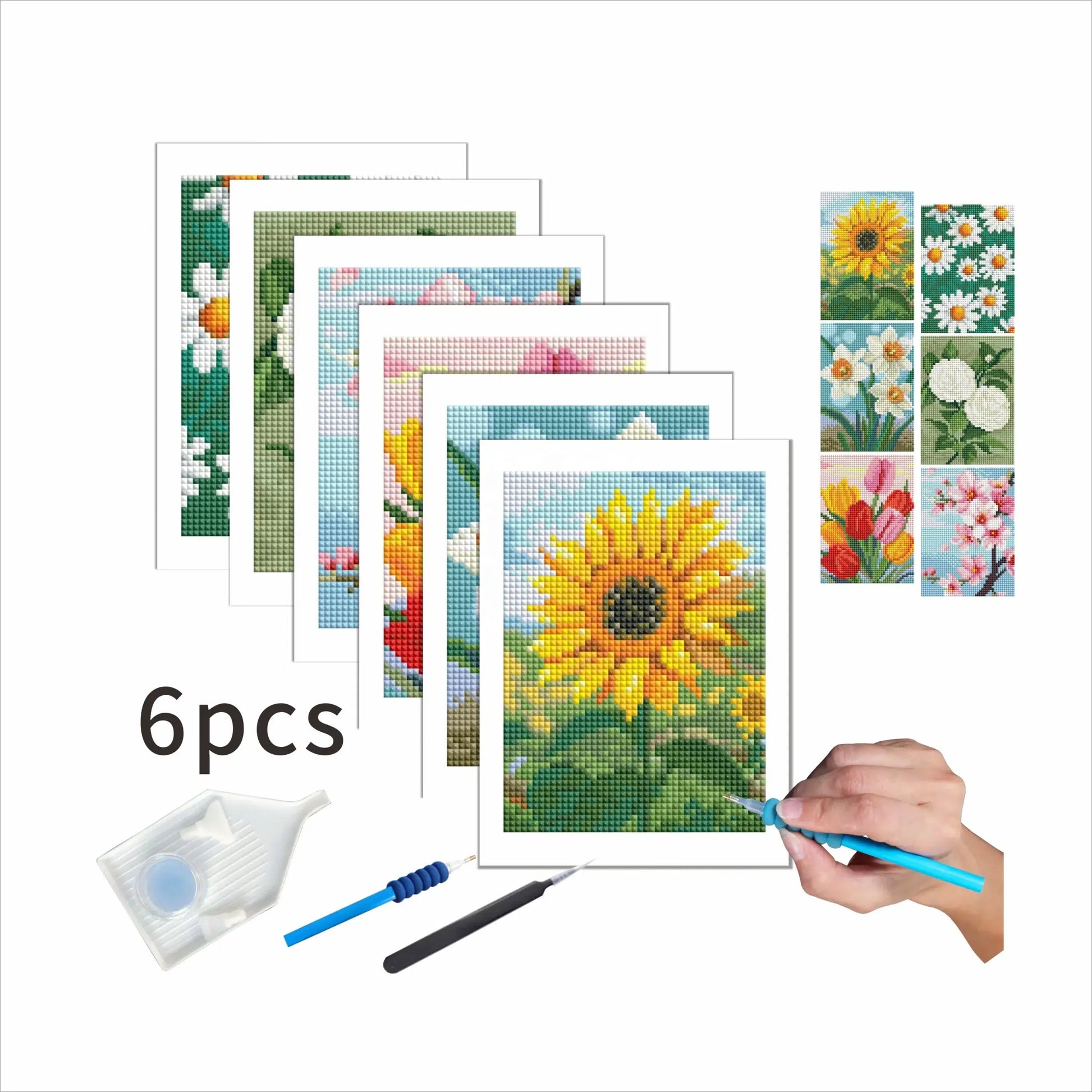 6-piece Spring Flower Mini Diamond Painting Kit 3