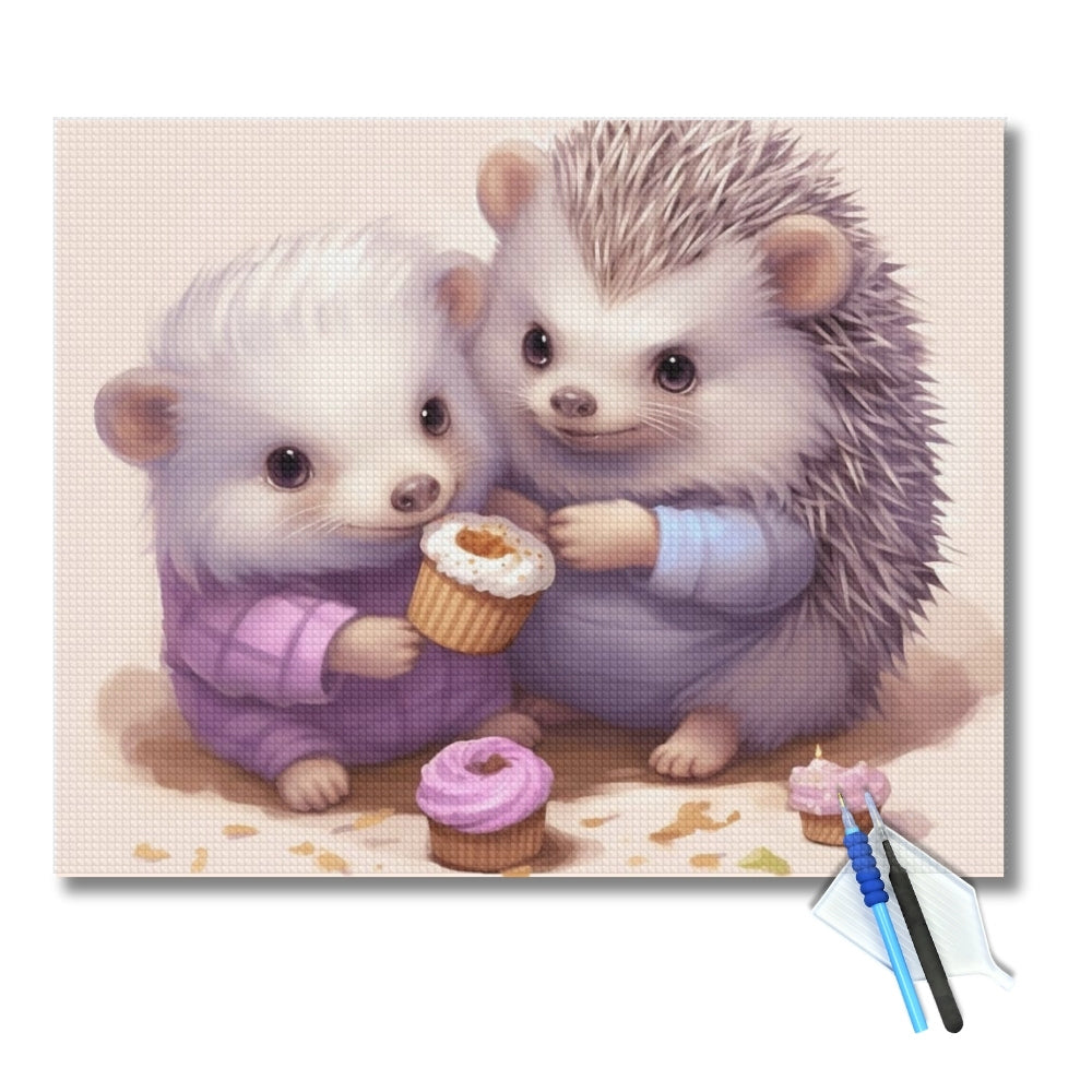Adorable-Hedgehogs-with-Cupcakes-Diamond-Painting-Kit-1