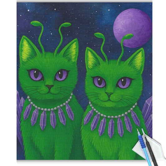 Alien Cats from Planet Meow Diamond Painting Kit