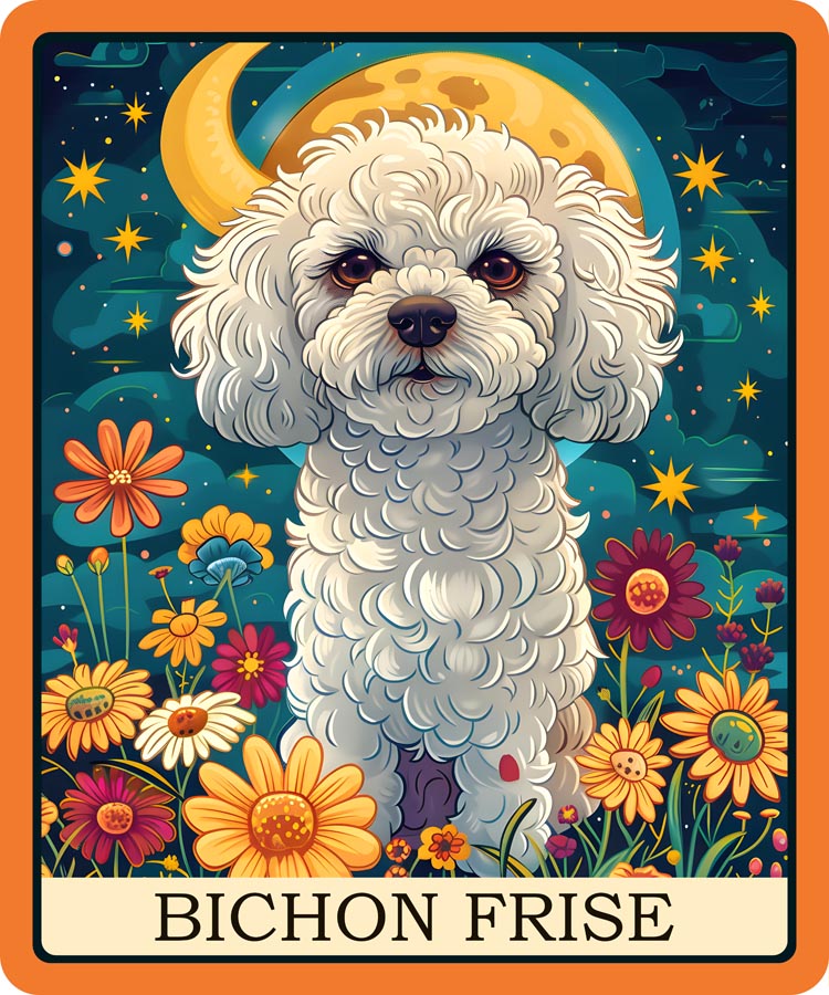 Bichon Frise Moonlit Garden