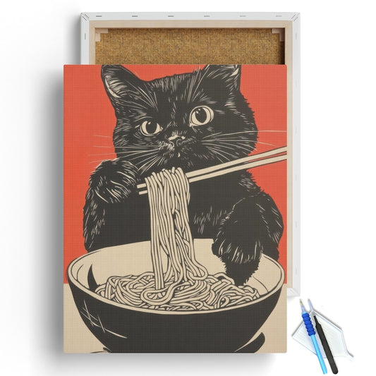 Black Cat Ramen Diamond Painting Kit