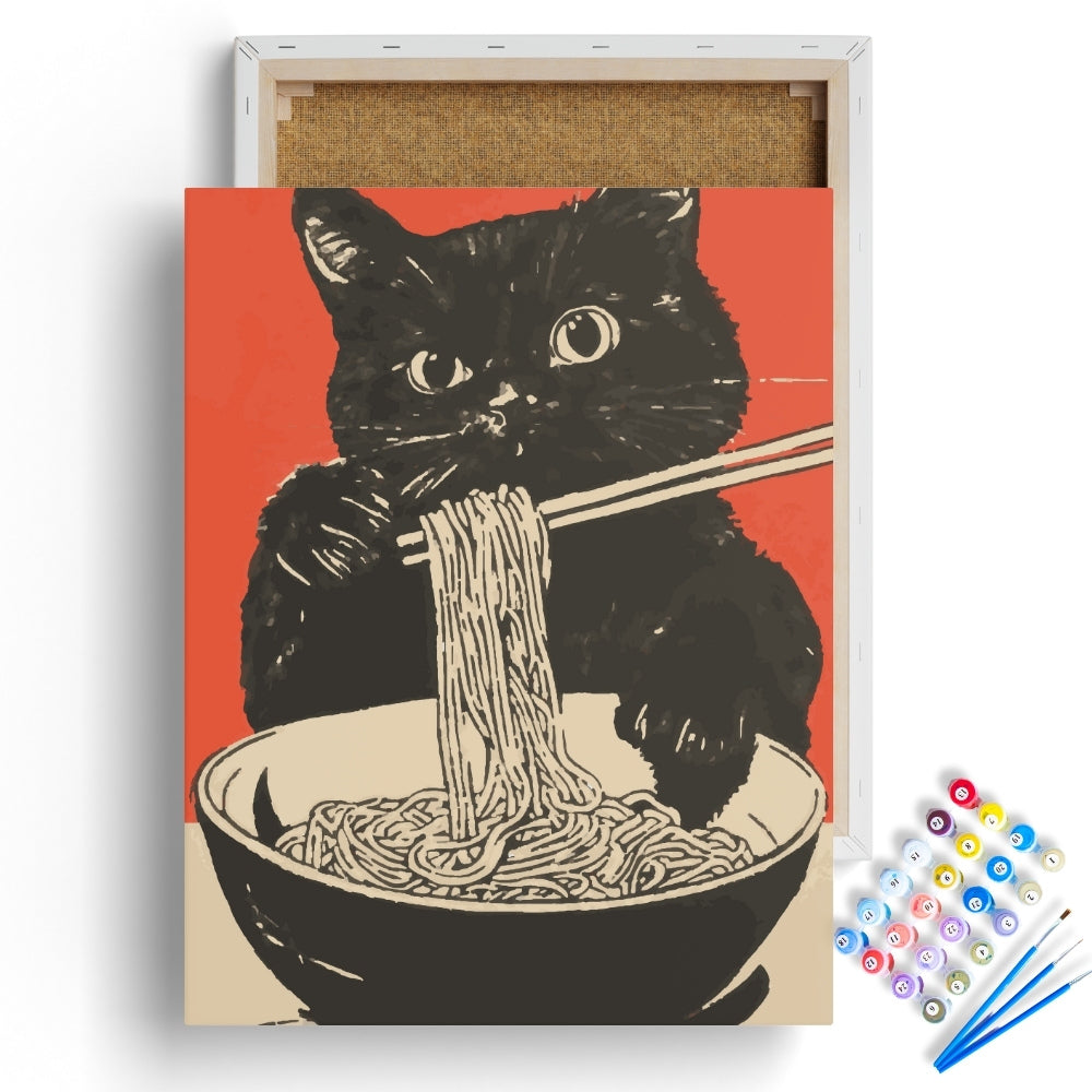 Black Cat Ramen Paint by Numbers Kit