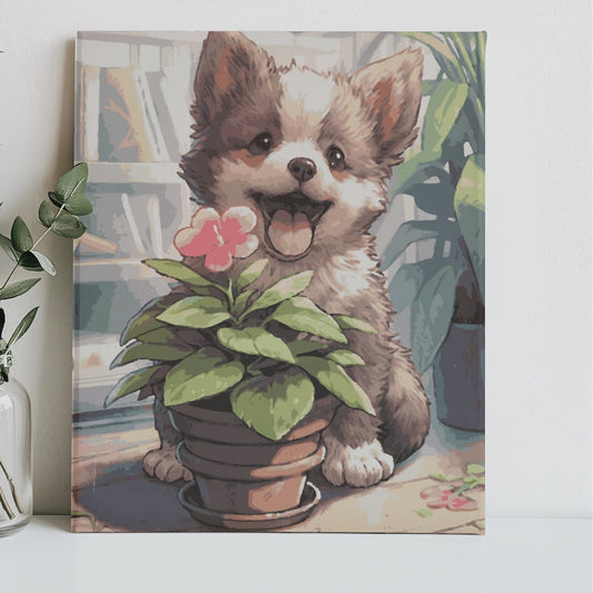 Blooming-Puppy-Delight-Paint-by-Numbers-Kit-1