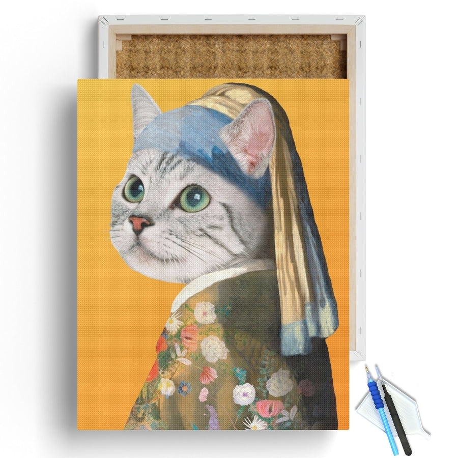 Cat with a Pearl Earring Diamond Painting Kit