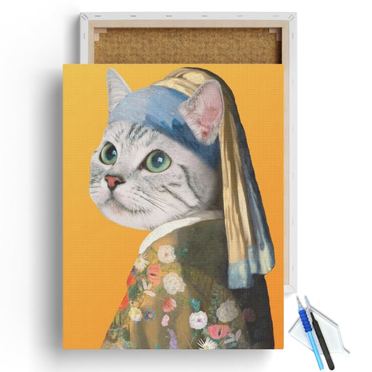 Cat with a Pearl Earring Diamond Painting Kit