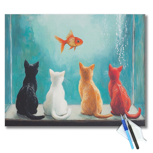 Cats and Goldfish Diamond Painting Kit