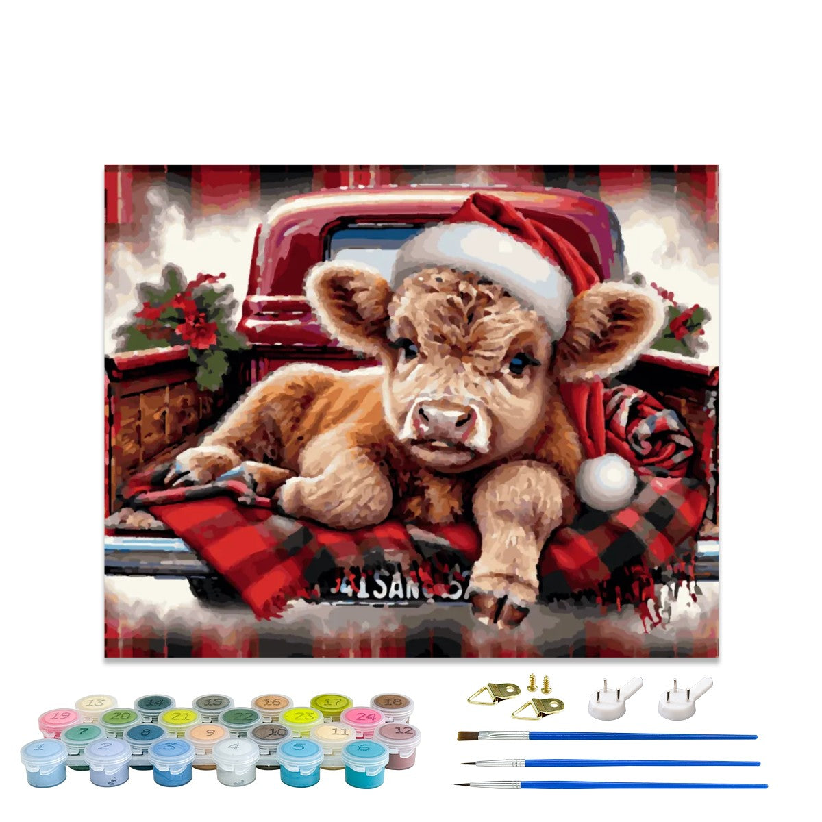 Christmas Calf On The Truck Paint By Numbers Kit