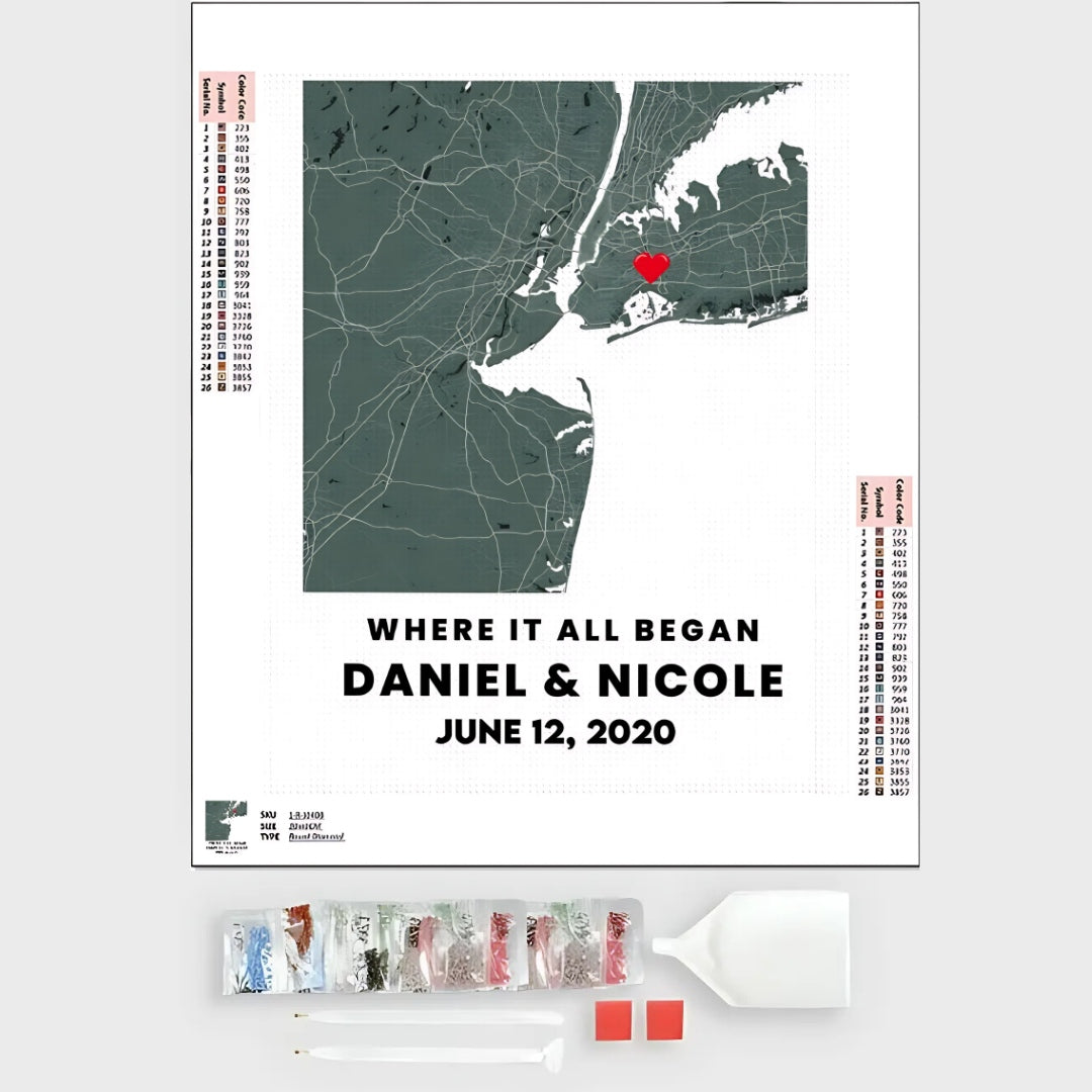 Custom Map Print Diamond Painting Kit