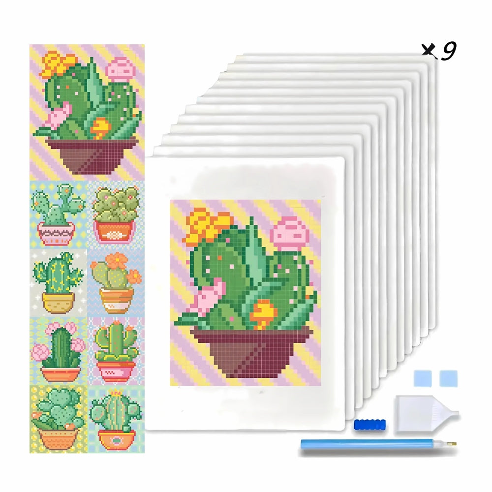 Cute Cactus Mural 9-Piece Mini Diamond Painting Kits 3