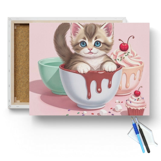 Cute Kitten & Dessert Diamond Painting Kit