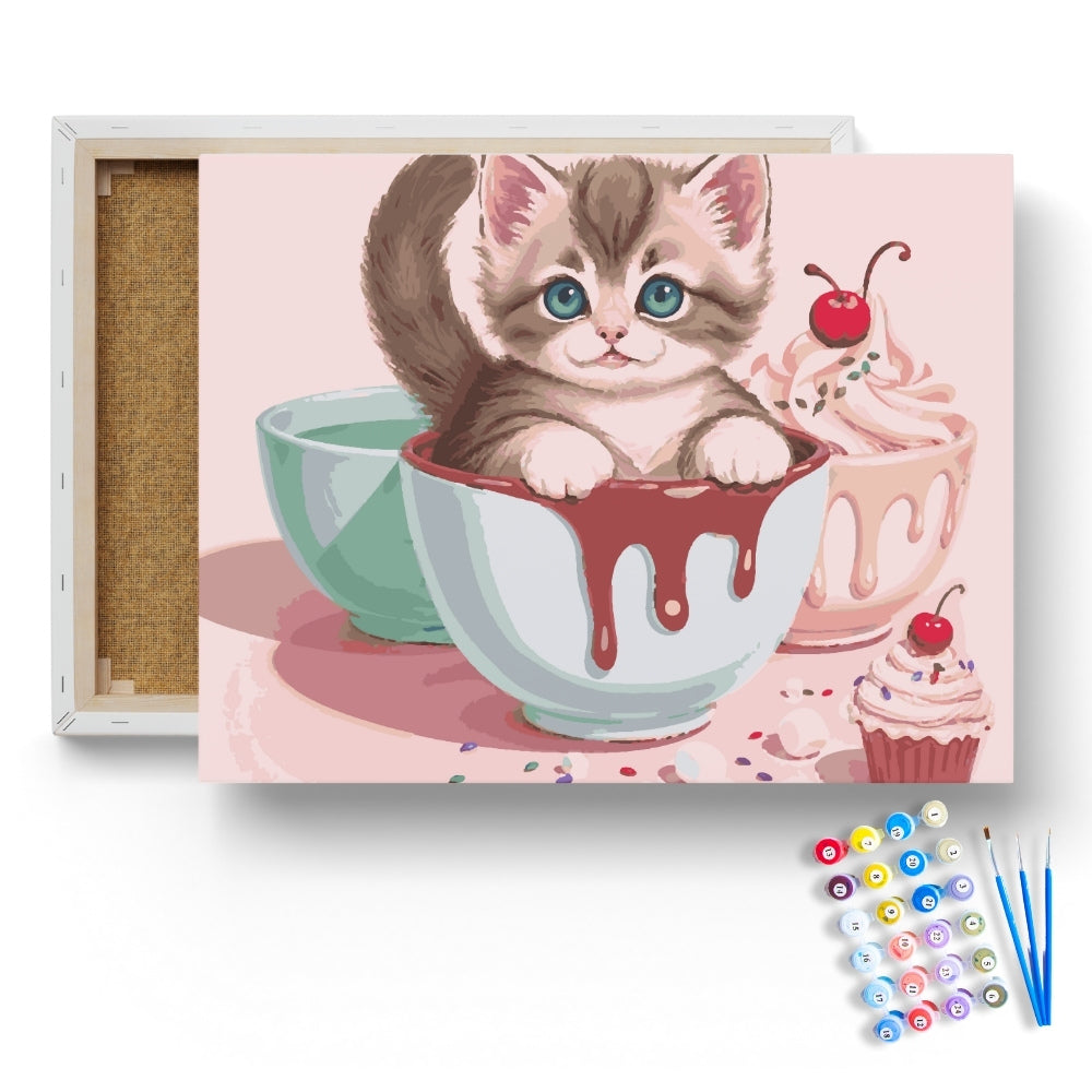 Cute Kitten & Dessert Paint by Numbers Kit