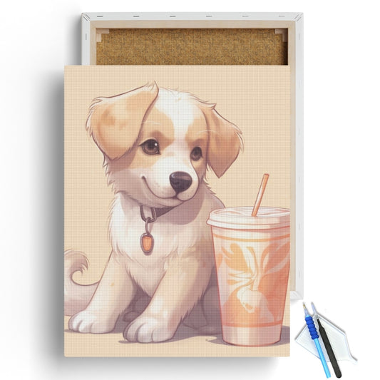 Cute Puppy & Drink Cup Diamond Painting Kit