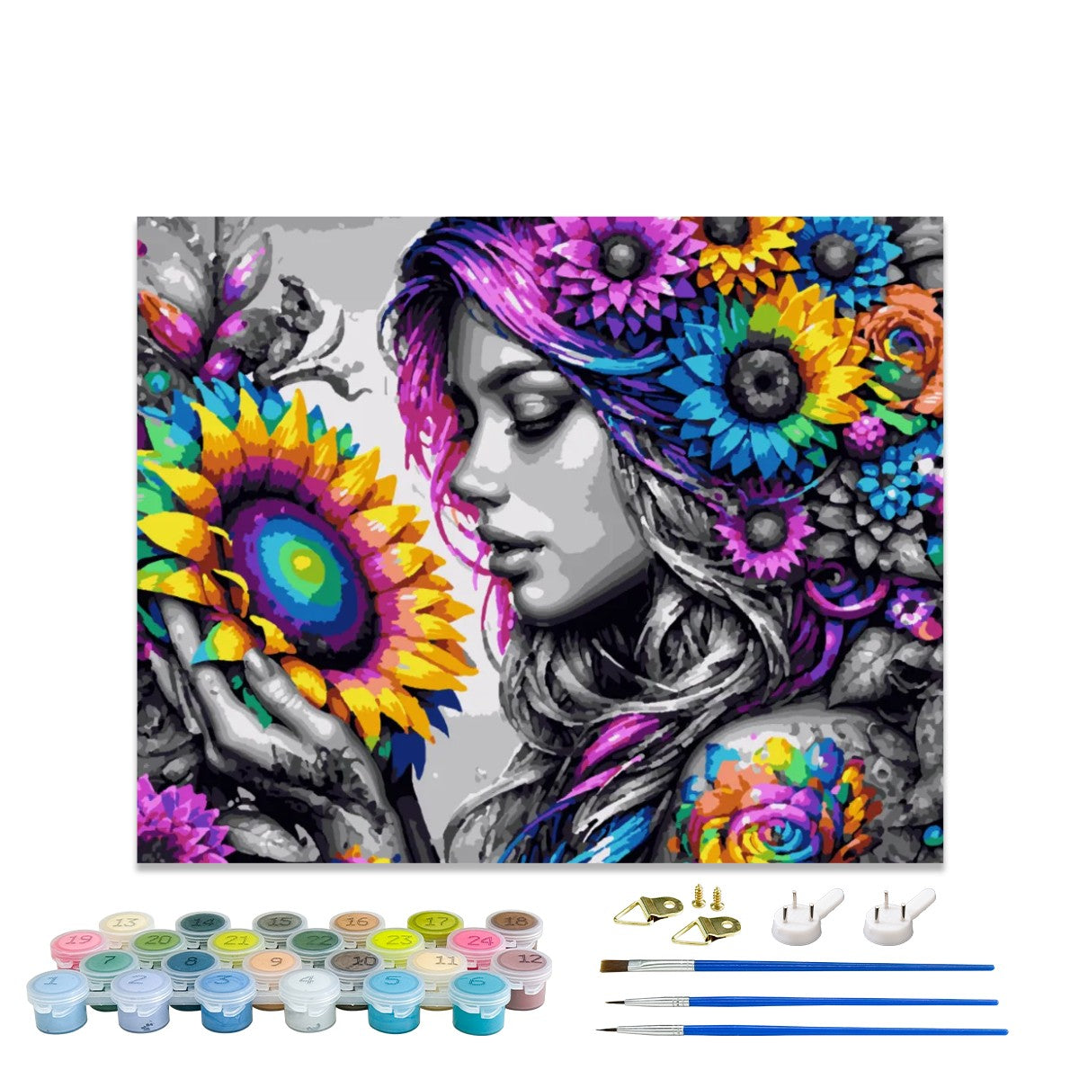 Floral Elegance Portrait Paint By Numbers Kit