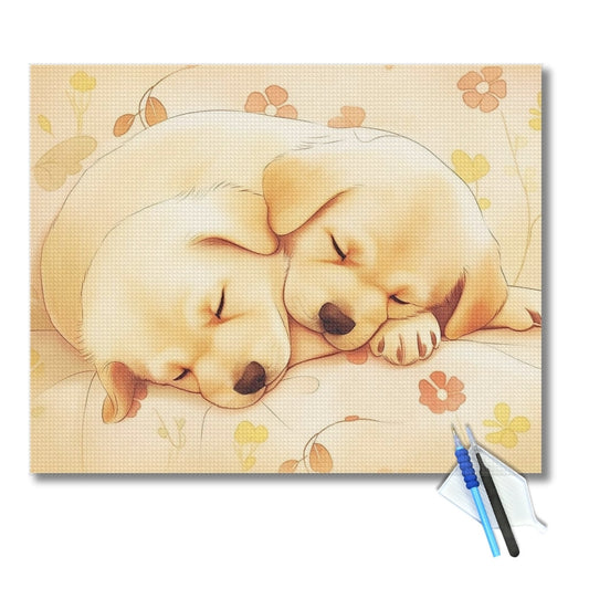 Golden-Slumber-Puppies-Diamond-Painting-Kit-1