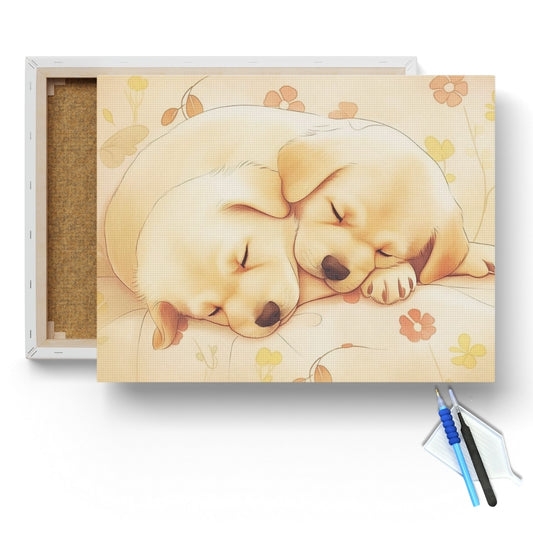 Golden Slumber Puppies Diamond Painting Kit