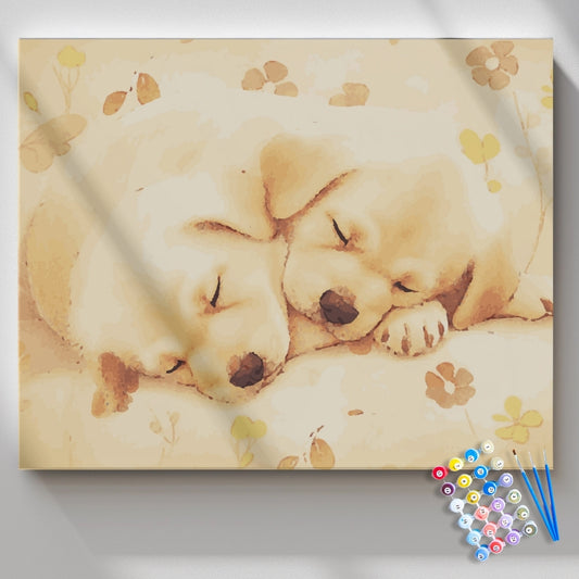 Golden-Slumber-Puppies-Paint-by-Numbers-Kit-1