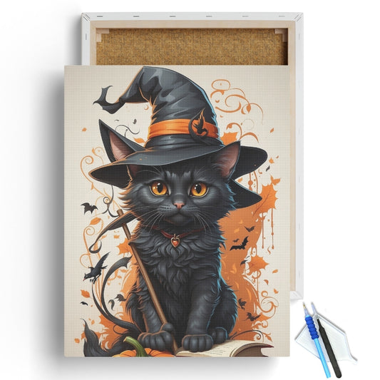 Halloween Witch Cat Diamond Painting Kit