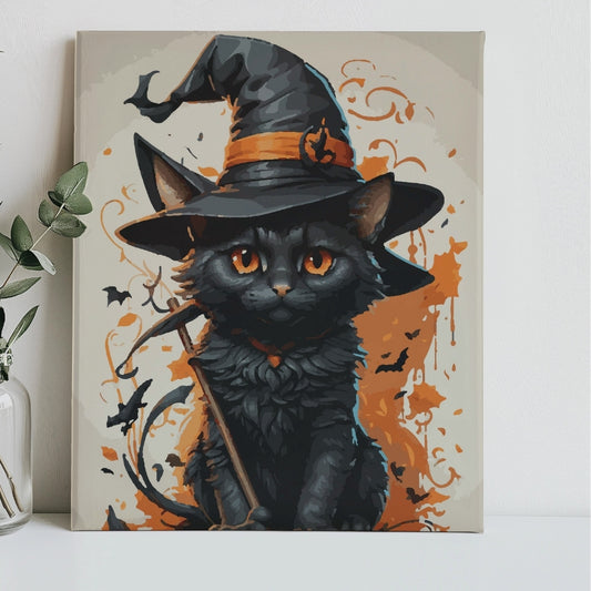 Halloween Witch Cat Paint by Numbers Kit