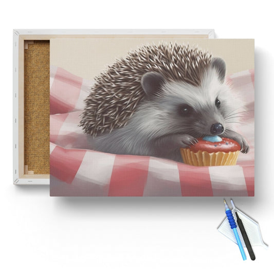 Hedgehog with Cupcake Diamond Painting Kit