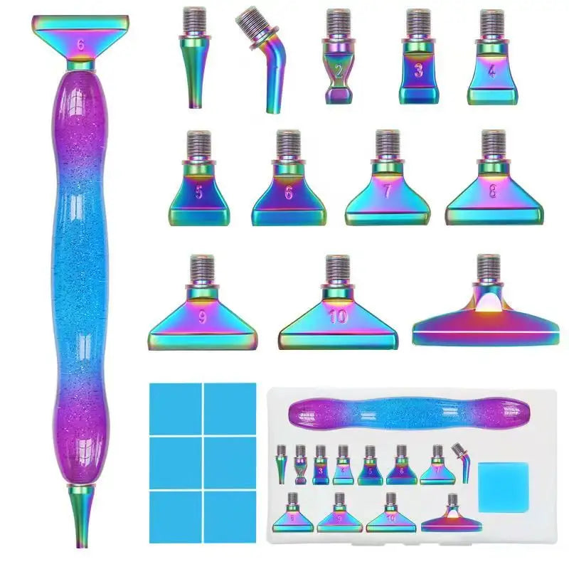 Iridescent Gradient Diamond Painting Pen with 12 Metal Tips