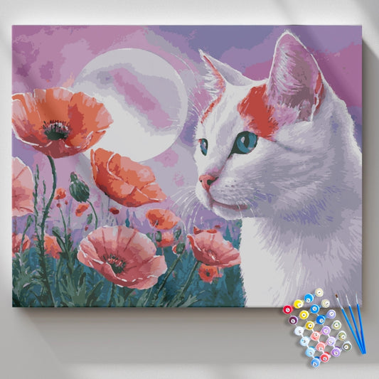 Moonlit-Cat-in-a-Field-of-Poppies-Paint-by-Numbers-Kit-1