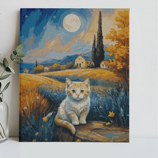 Moonlit Countryside Kitten Paint by Numbers Kit