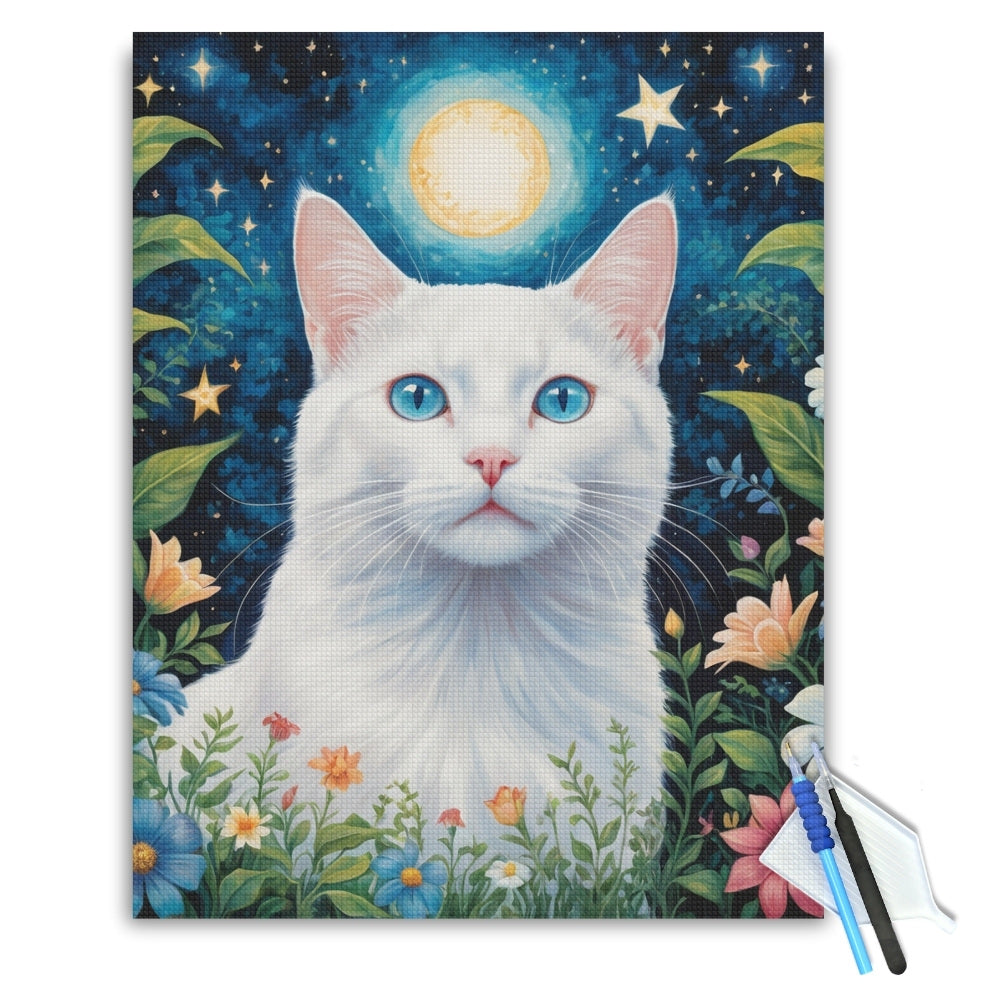 Moonlit Garden Cat Diamond Painting Kit