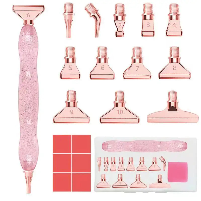 Pink Rose Gold Diamond Painting Pen with 12 Interchangeable Tips