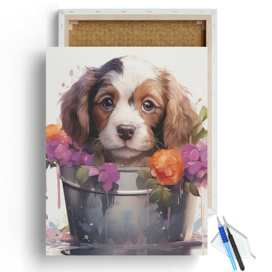 Puppy-in-Bloom-Diamond-Painting-Kit-1