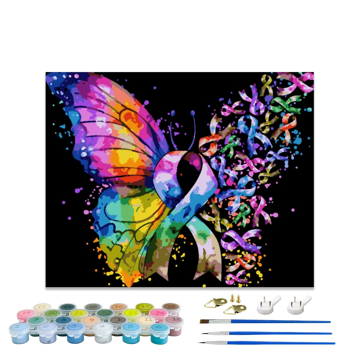 Rainbow Awareness Butterfly Paint By Numbers Kit