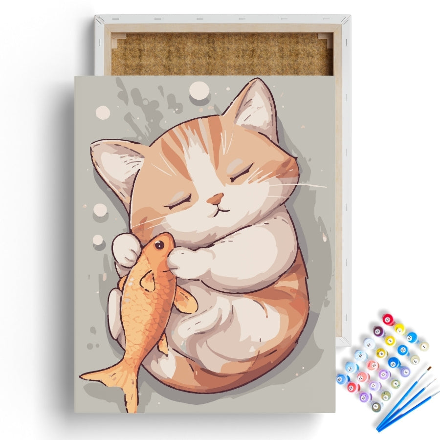 Sleepy Cat Hug Paint by Numbers Kit