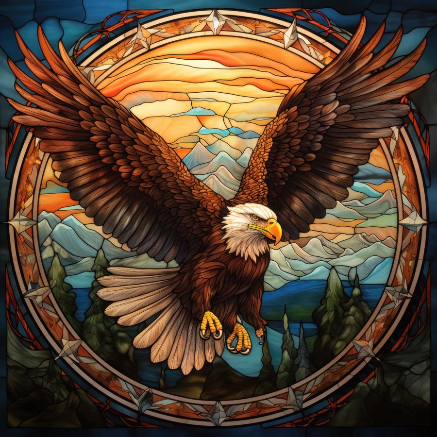 Stained Glass Eagle Soaring