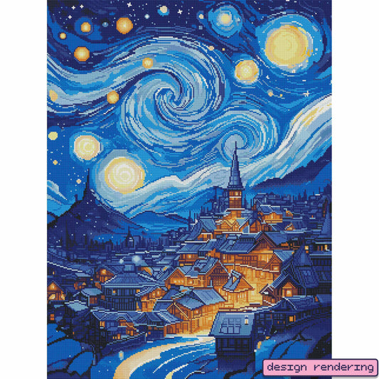 Starry-Night-Over-the-Village-Diamond-Painting-Kit-1