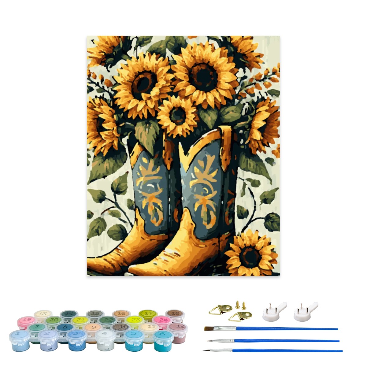 Sunflower Cowboy Boots Paint By Numbers Kit