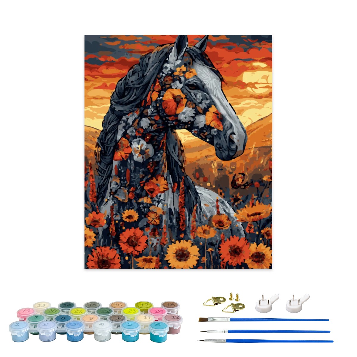 Sunlit Floral Horse Paint By Numbers Kit