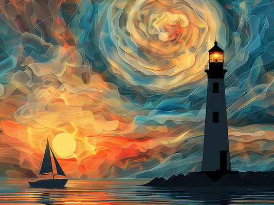 Sunset Lighthouse Serenity