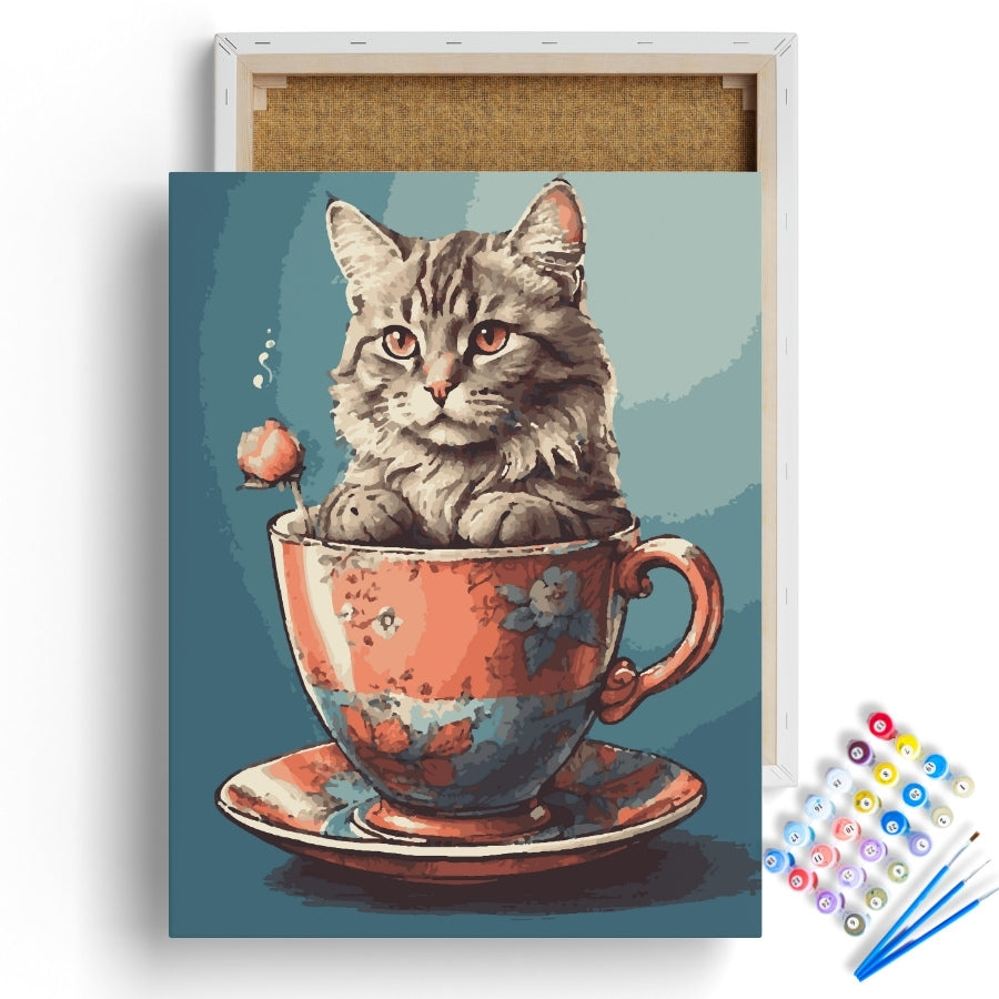 Tea Time Tabby Paint by Numbers Kit