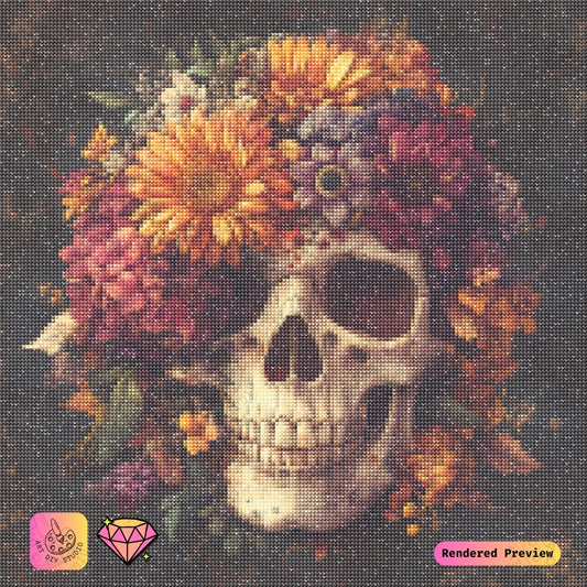 Artdiystudio Autumn Bloom Skull Diy Diamond Painting Kit Natures Poetry In Art 2
