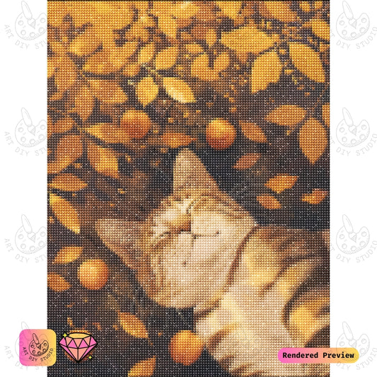 Artdiystudio Autumn Whiskers Diy Diamond Painting Kit A Relaxed Cat In Fall 2