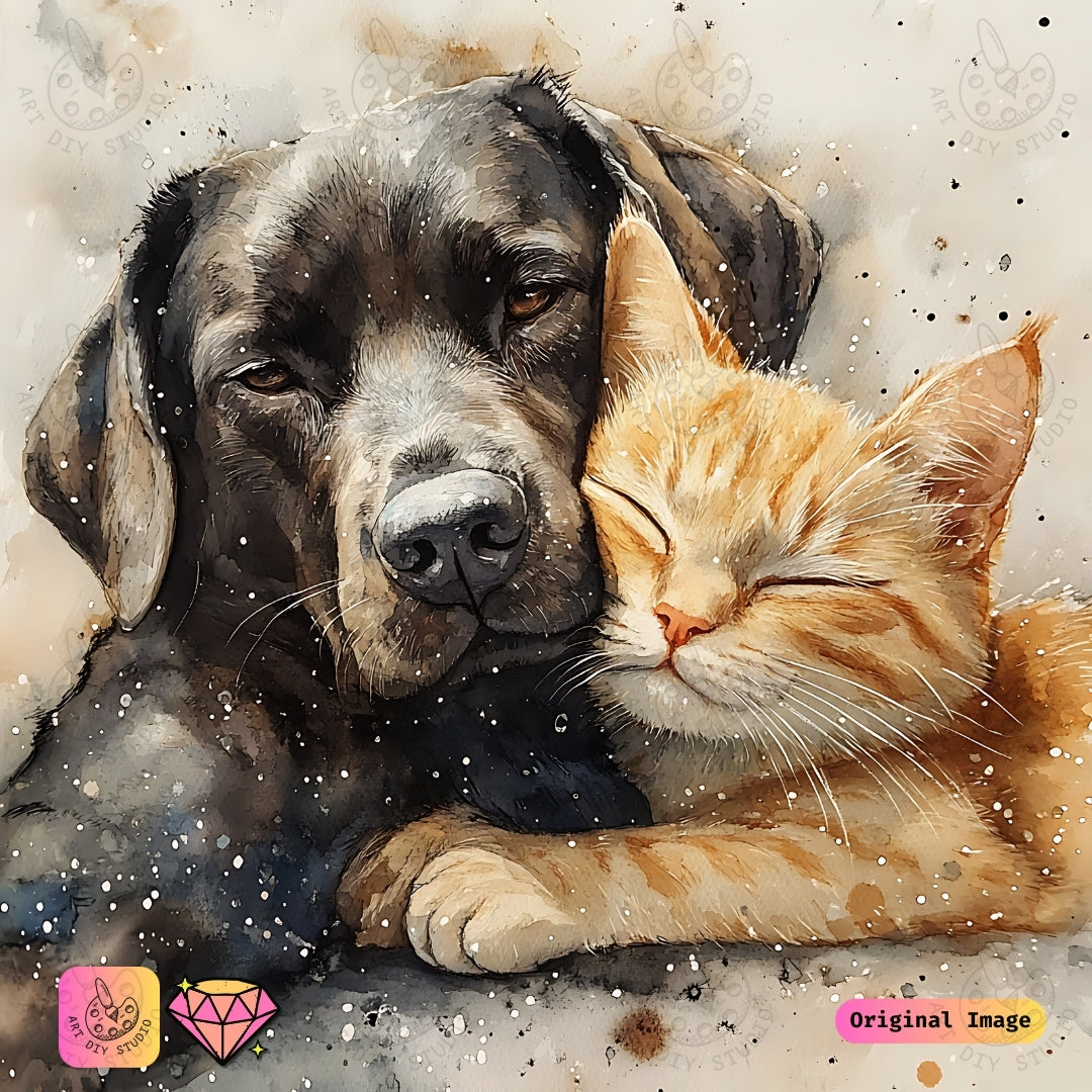 Artdiystudio Best Buddies Snuggle Diy Diamond Painting Kit A Cozy Craft For Pet Lovers 6