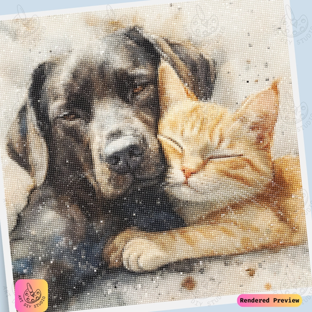 Artdiystudio Best Buddies Snuggle Diy Diamond Painting Kit A Cozy Craft For Pet Lovers