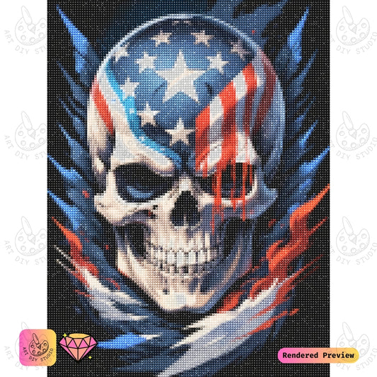 Artdiystudio Blazing Freedom Skull Diy Diamond Painting Kit A Bold Emblem Of Patriotism And Power 2
