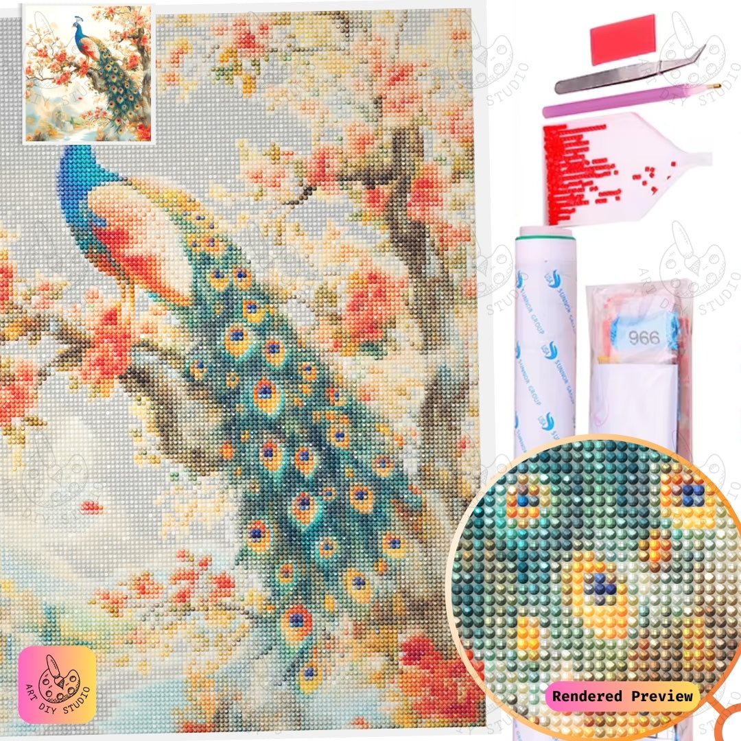 Artdiystudio Blooming Peacock Elegance Diy Diamond Painting Kit A Vibrant Masterpiece Of Nature 2