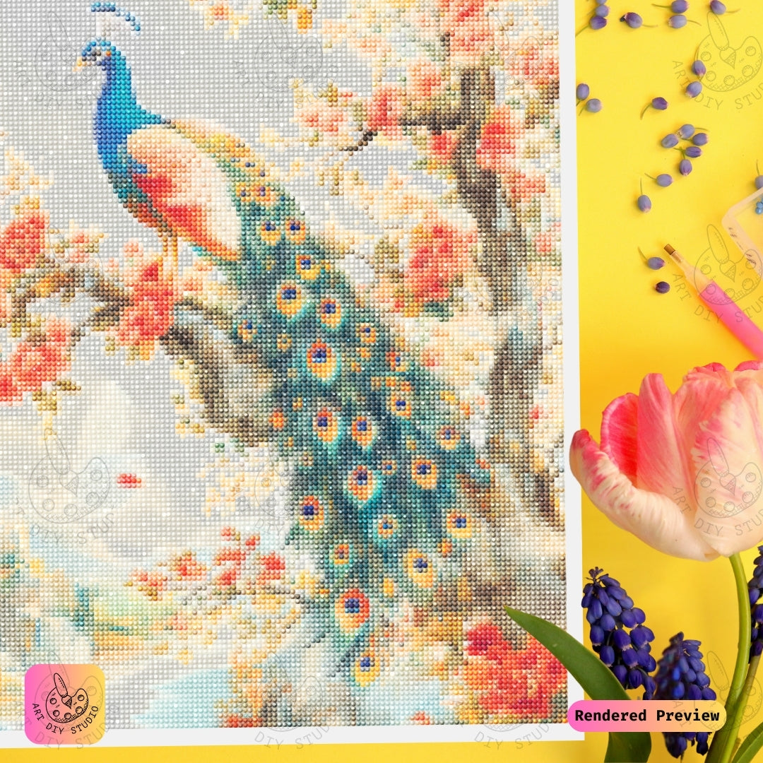Artdiystudio Blooming Peacock Elegance Diy Diamond Painting Kit A Vibrant Masterpiece Of Nature 4