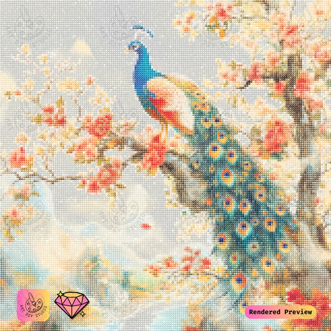 Artdiystudio Blooming Peacock Elegance Diy Diamond Painting Kit A Vibrant Masterpiece Of Nature 5