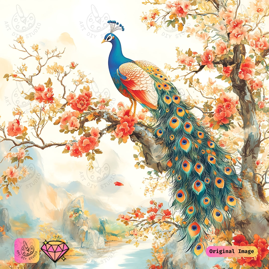 Artdiystudio Blooming Peacock Elegance Diy Diamond Painting Kit A Vibrant Masterpiece Of Nature 6